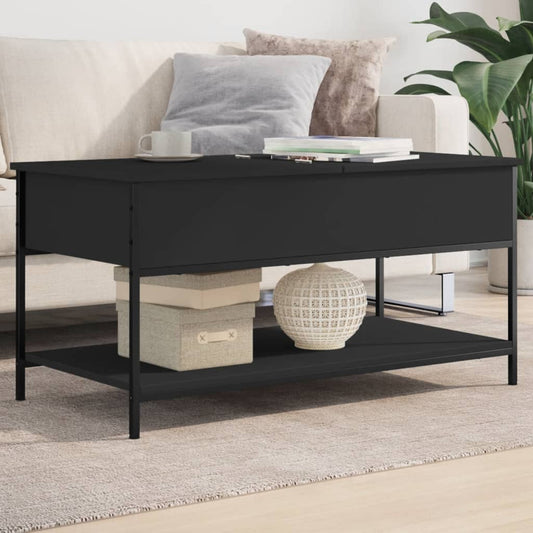 Coffee Table Black 100x50x50 cm Wood Material and Metal
