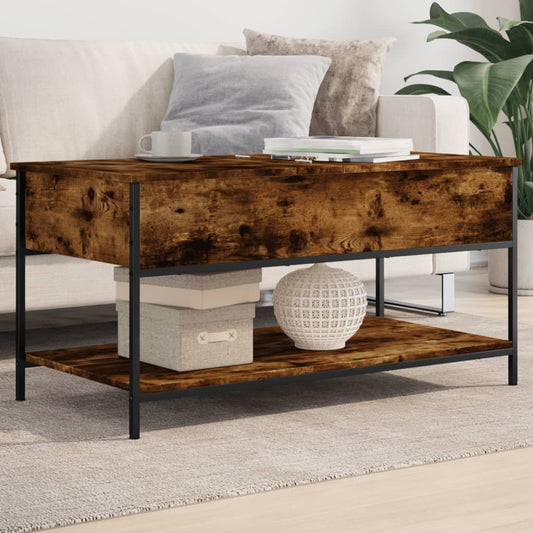 Coffee table smoked oak 100x50x50 cm wood material and metal