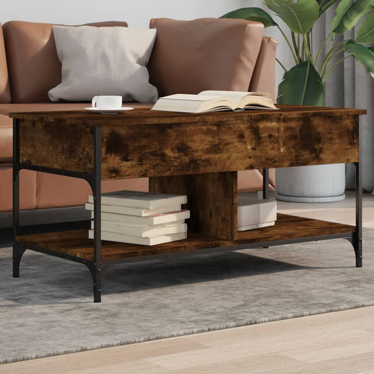 Coffee table smoked oak 100x50x50 cm wood material and metal