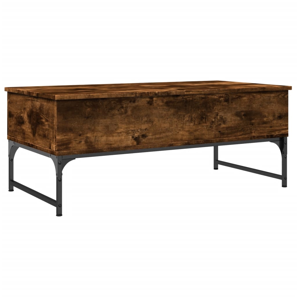Coffee table smoked oak 100x50x40 cm wood material and metal