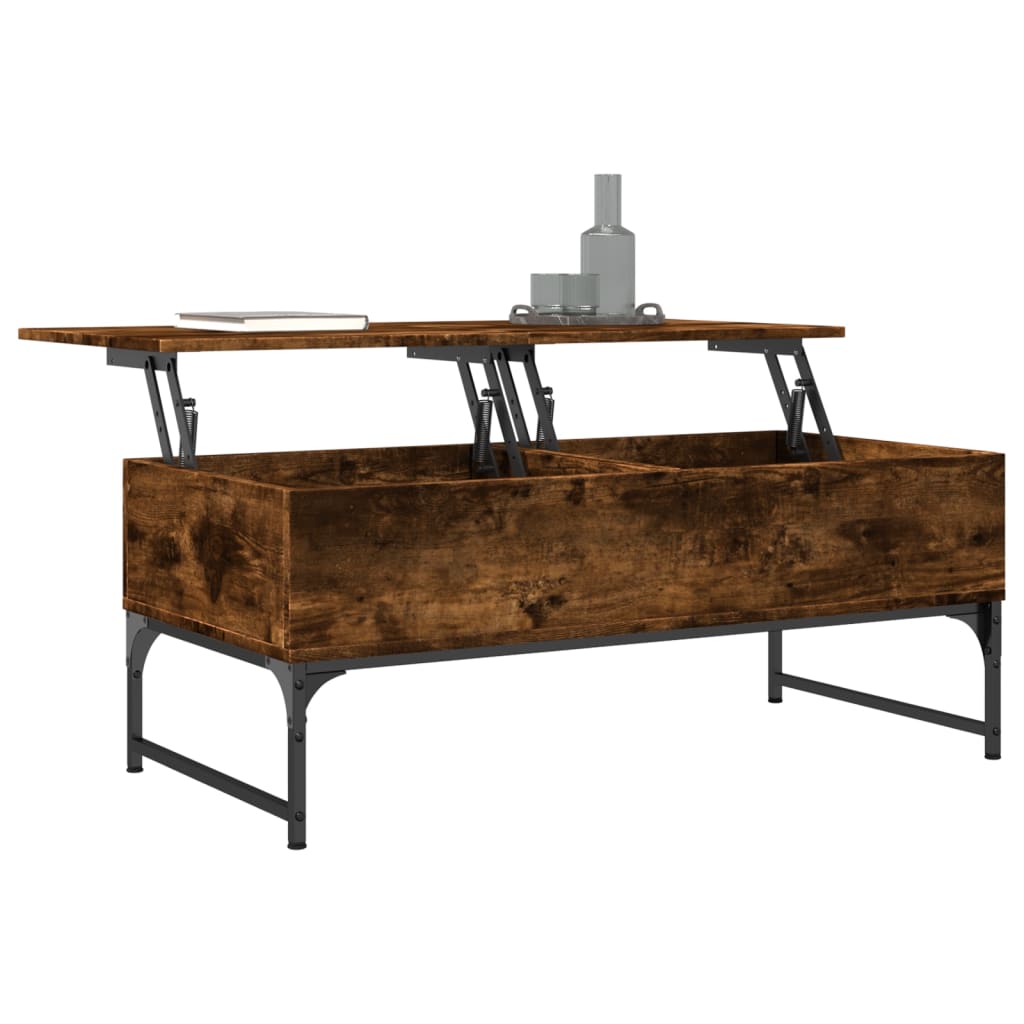 Coffee table smoked oak 100x50x40 cm wood material and metal