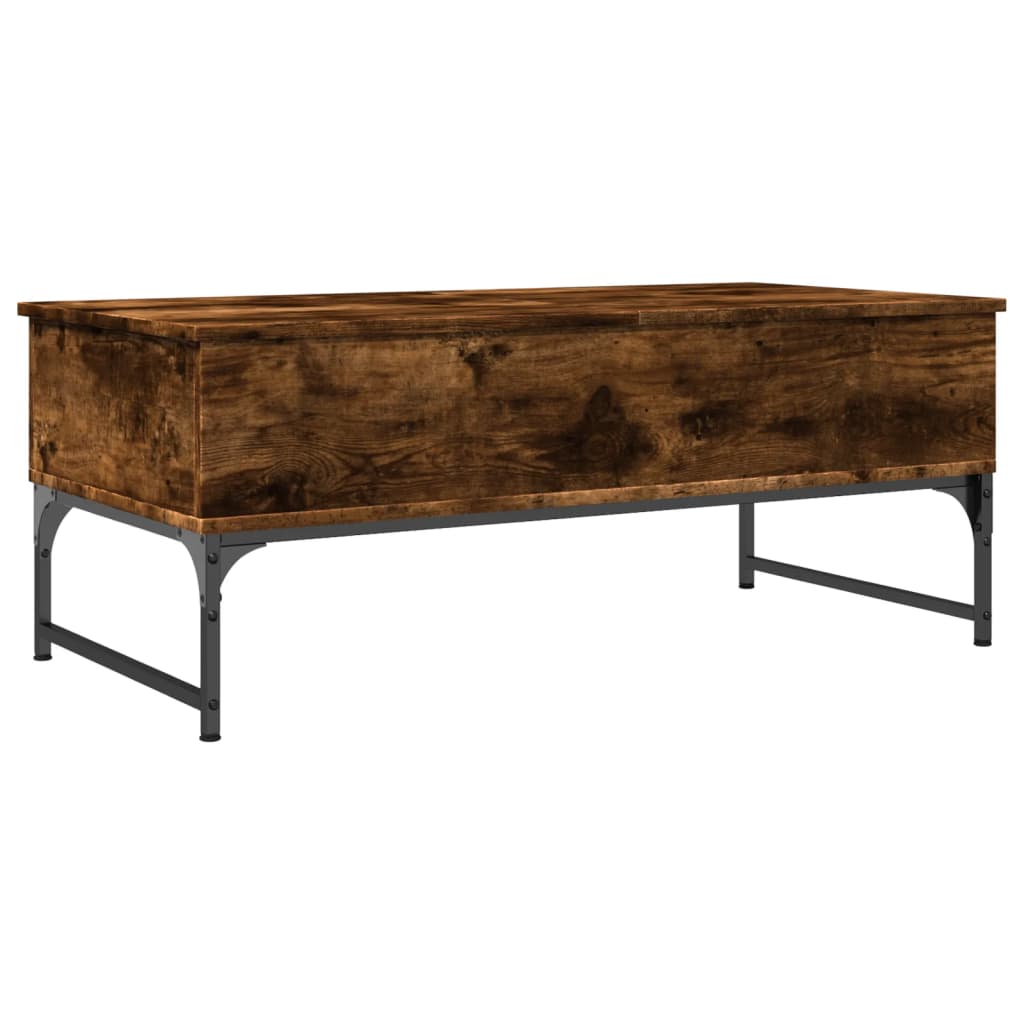 Coffee table smoked oak 100x50x40 cm wood material and metal