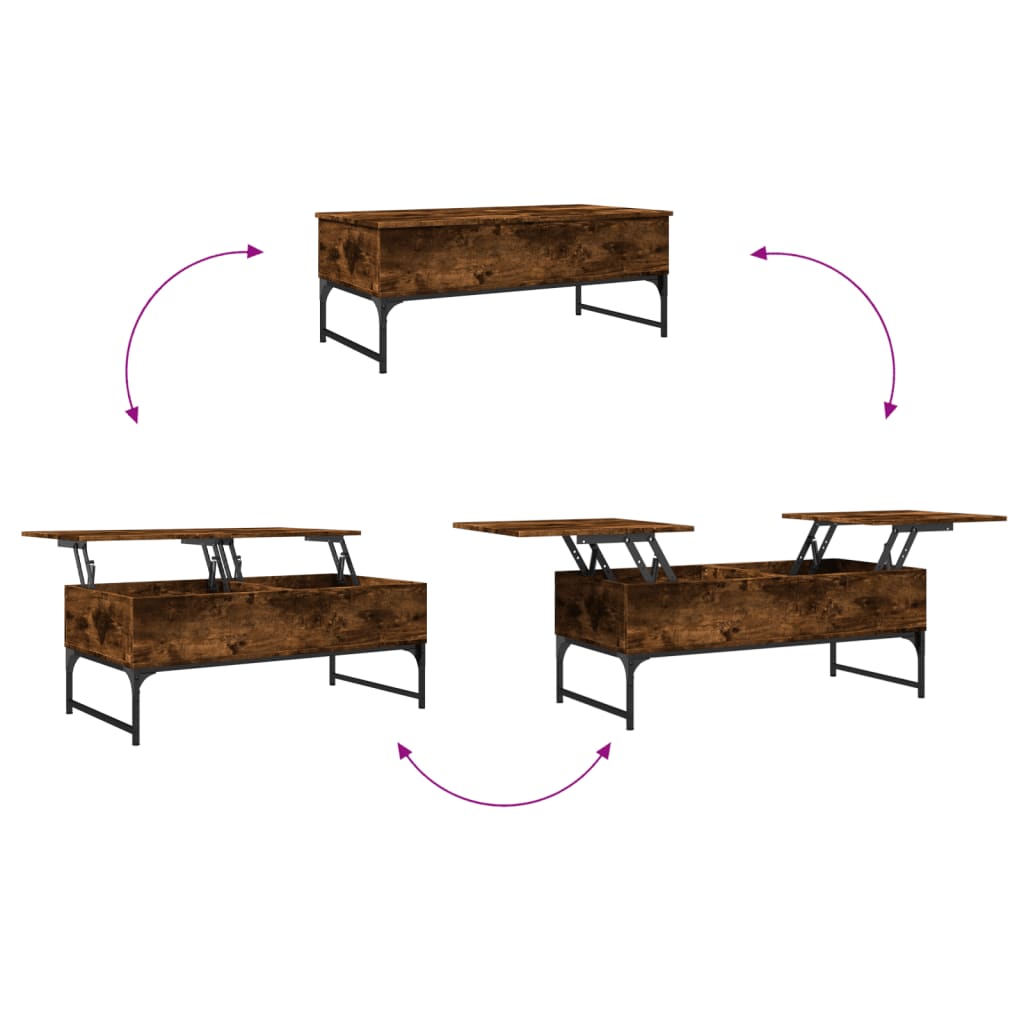 Coffee table smoked oak 100x50x40 cm wood material and metal