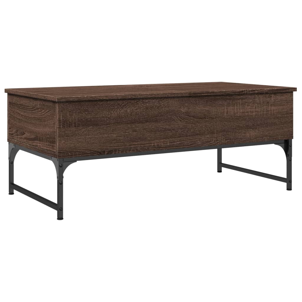 Table basse aspect chêne marron 100x50x40 cm matière bois métal