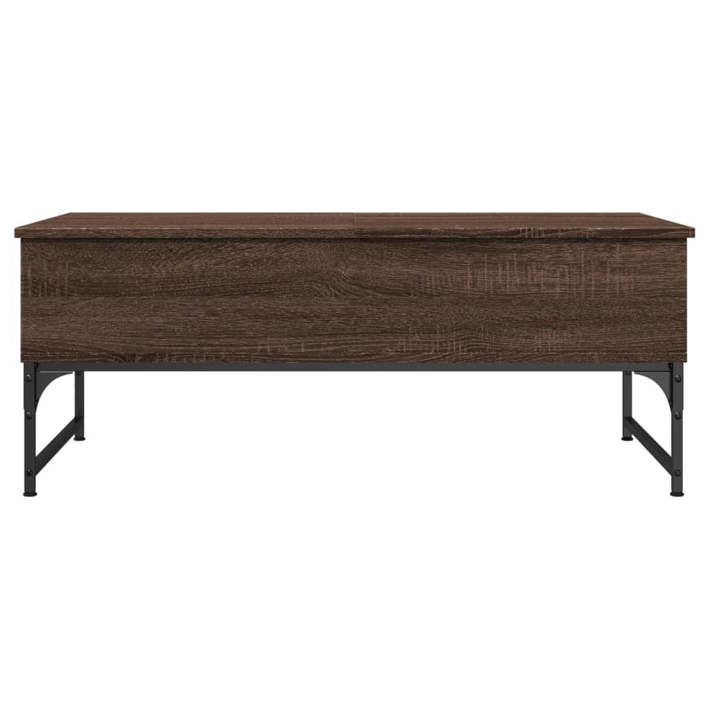 Table basse aspect chêne marron 100x50x40 cm matière bois métal