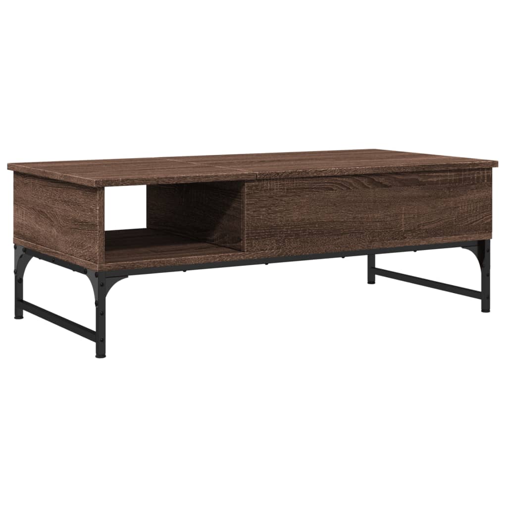Table basse aspect chêne marron 100x50x35 cm matière bois métal