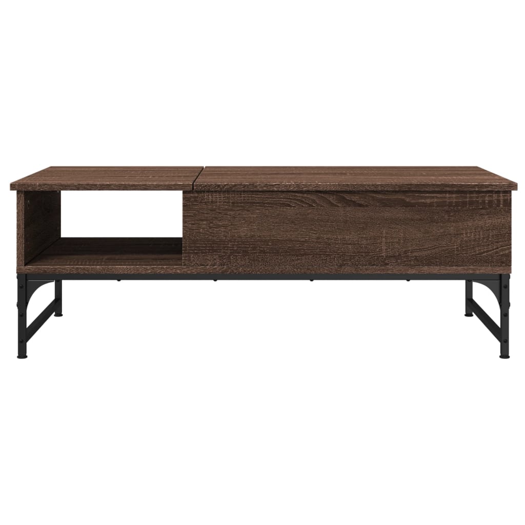 Table basse aspect chêne marron 100x50x35 cm matière bois métal