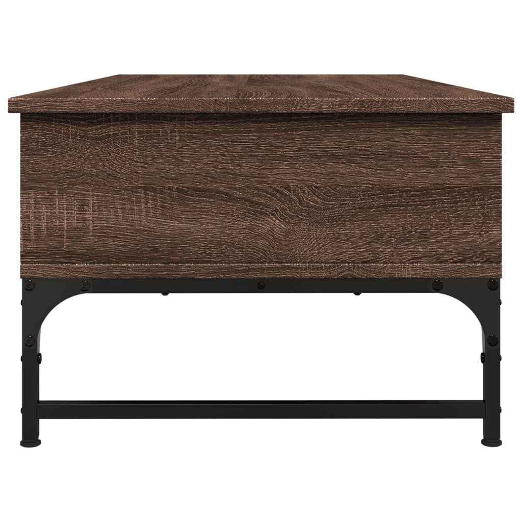 Table basse aspect chêne marron 100x50x35 cm matière bois métal