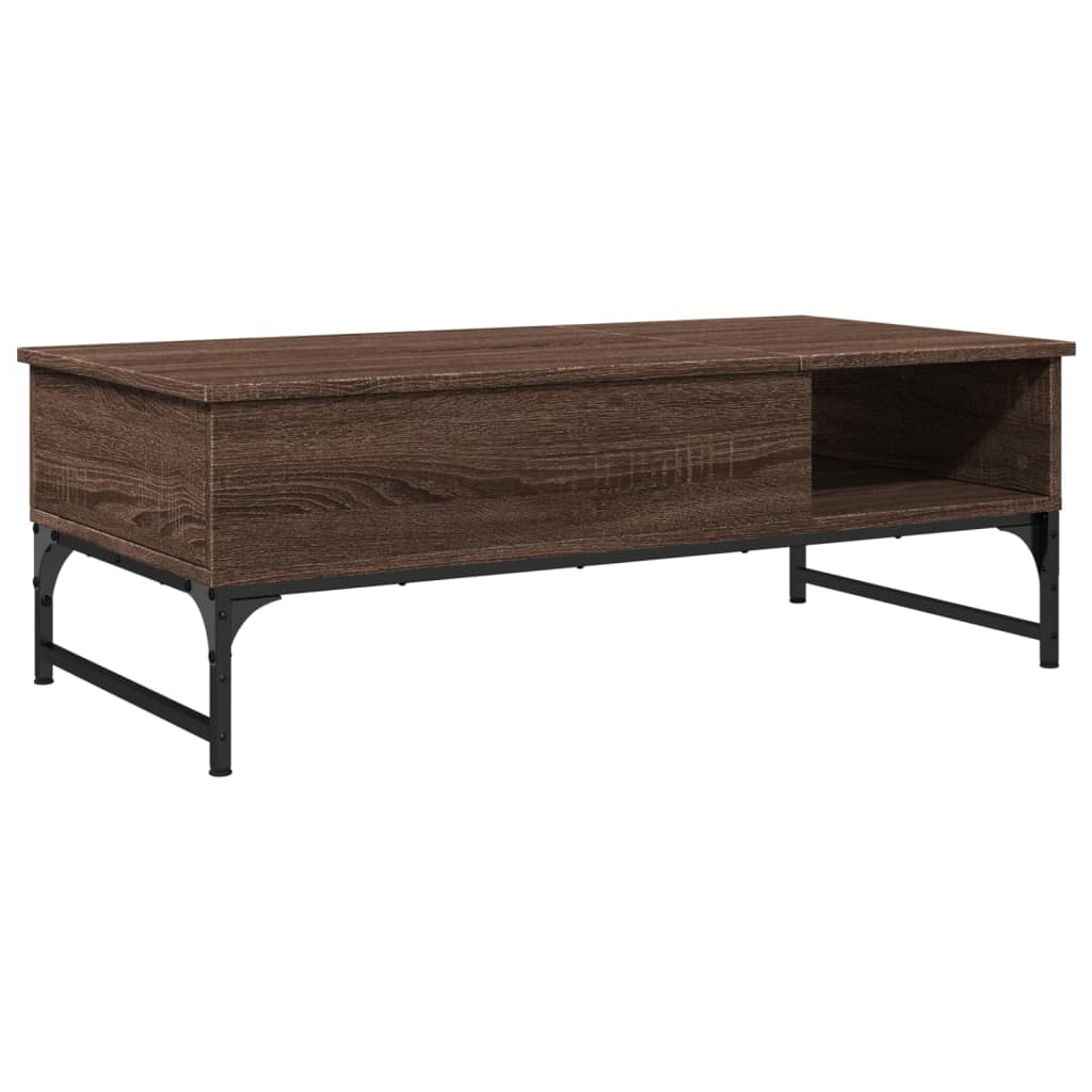 Table basse aspect chêne marron 100x50x35 cm matière bois métal