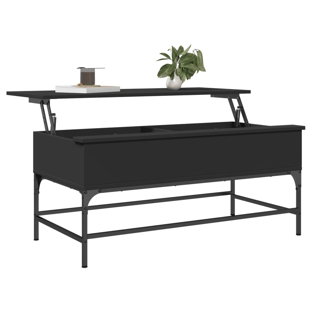 Coffee Table Black 100x50x45 cm Wood Material and Metal