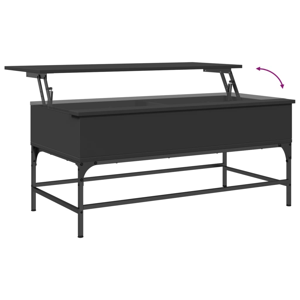 Coffee Table Black 100x50x45 cm Wood Material and Metal