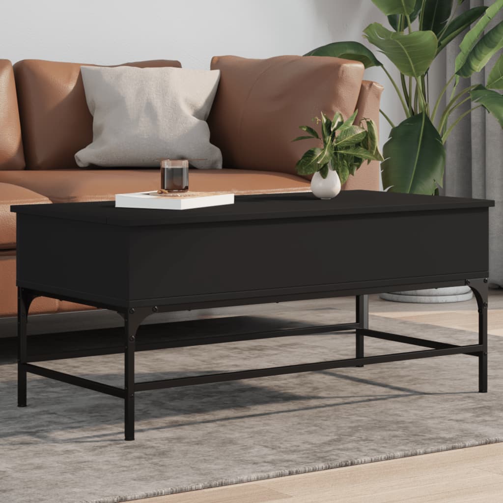 Coffee Table Black 100x50x45 cm Wood Material and Metal