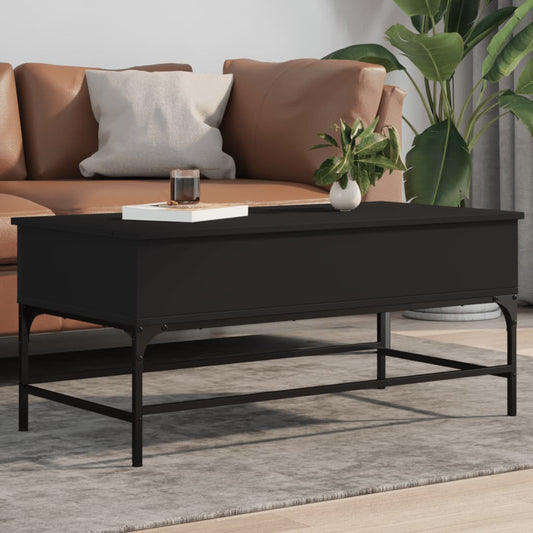 Coffee Table Black 100x50x45 cm Wood Material and Metal