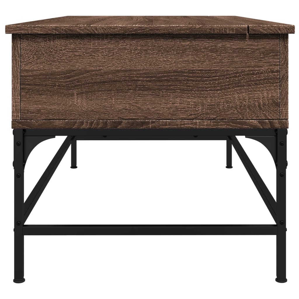 Table basse aspect chêne marron 100x50x45 cm matière bois métal