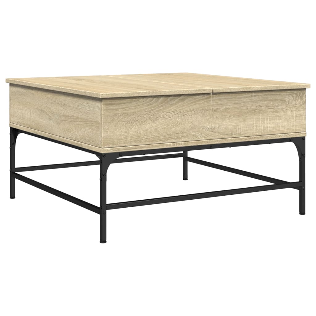 Table basse chêne Sonoma 80x80x45 cm en bois et métal