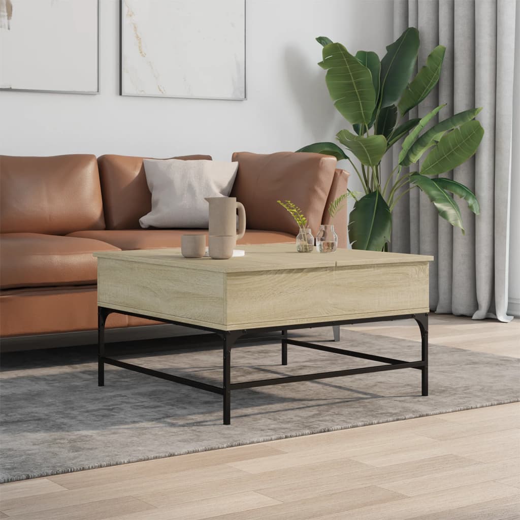 Table basse chêne Sonoma 80x80x45 cm en bois et métal