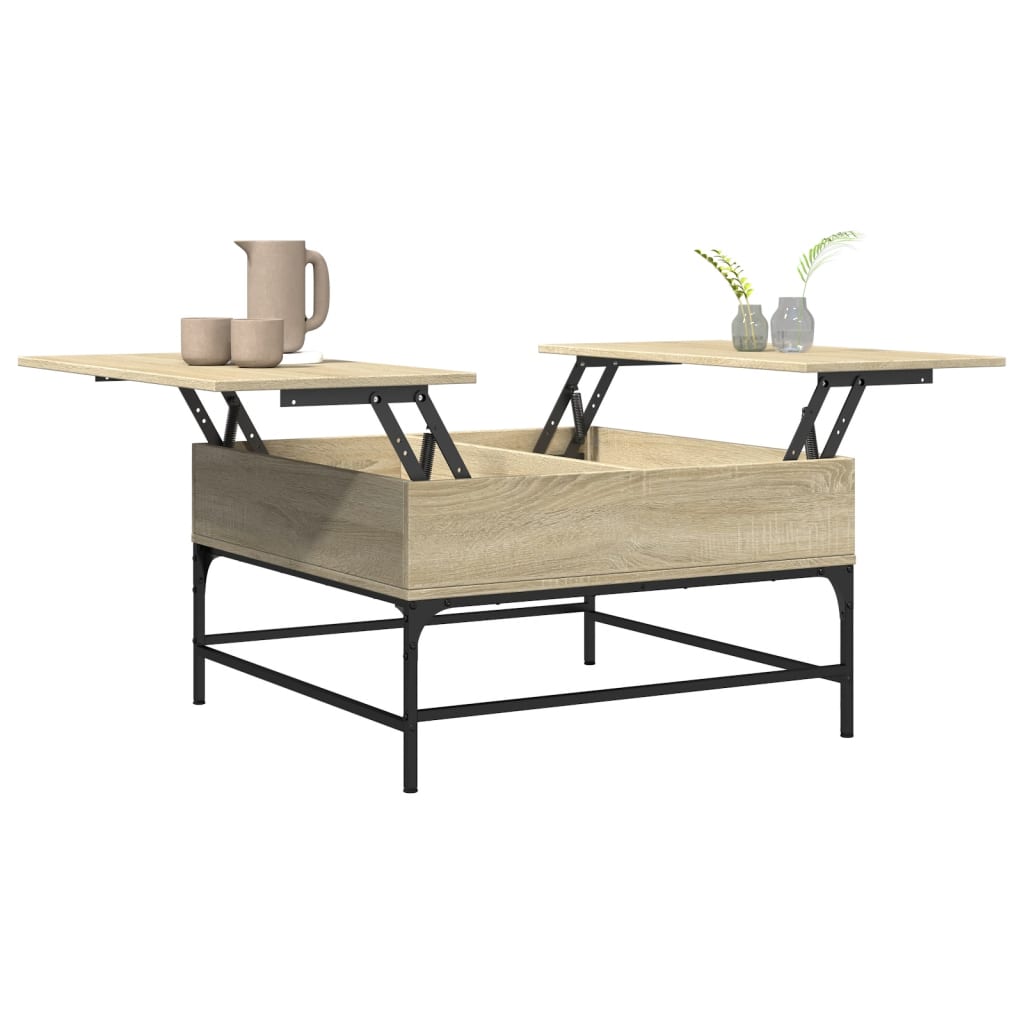 Table basse chêne Sonoma 80x80x45 cm en bois et métal