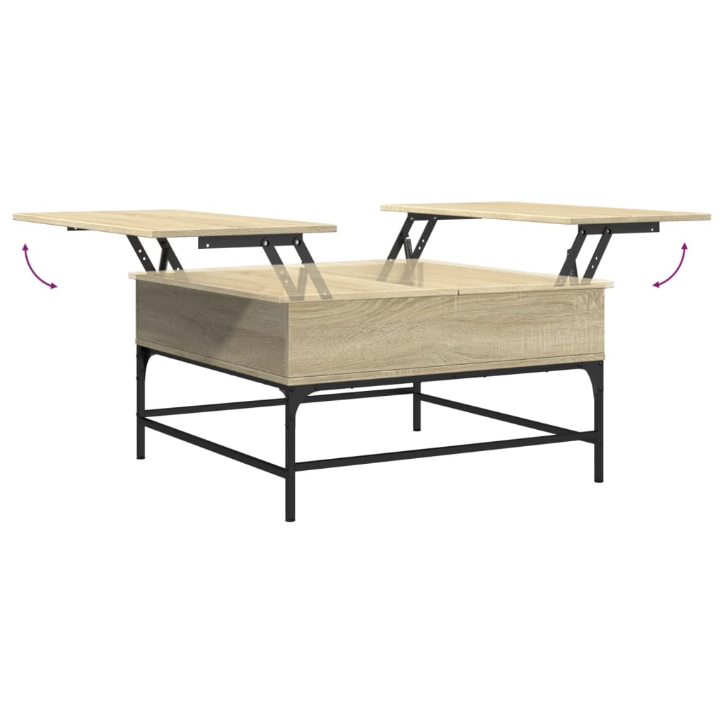 Table basse chêne Sonoma 80x80x45 cm en bois et métal