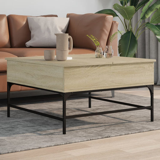 Coffee table Sonoma oak 80x80x45 cm wood material and metal