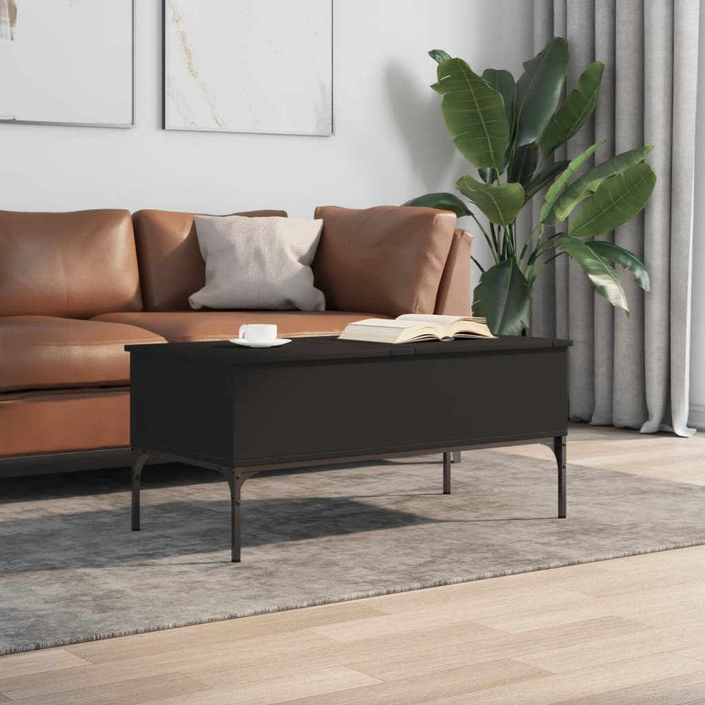 Coffee Table Black 100x50x45 cm Wood Material and Metal