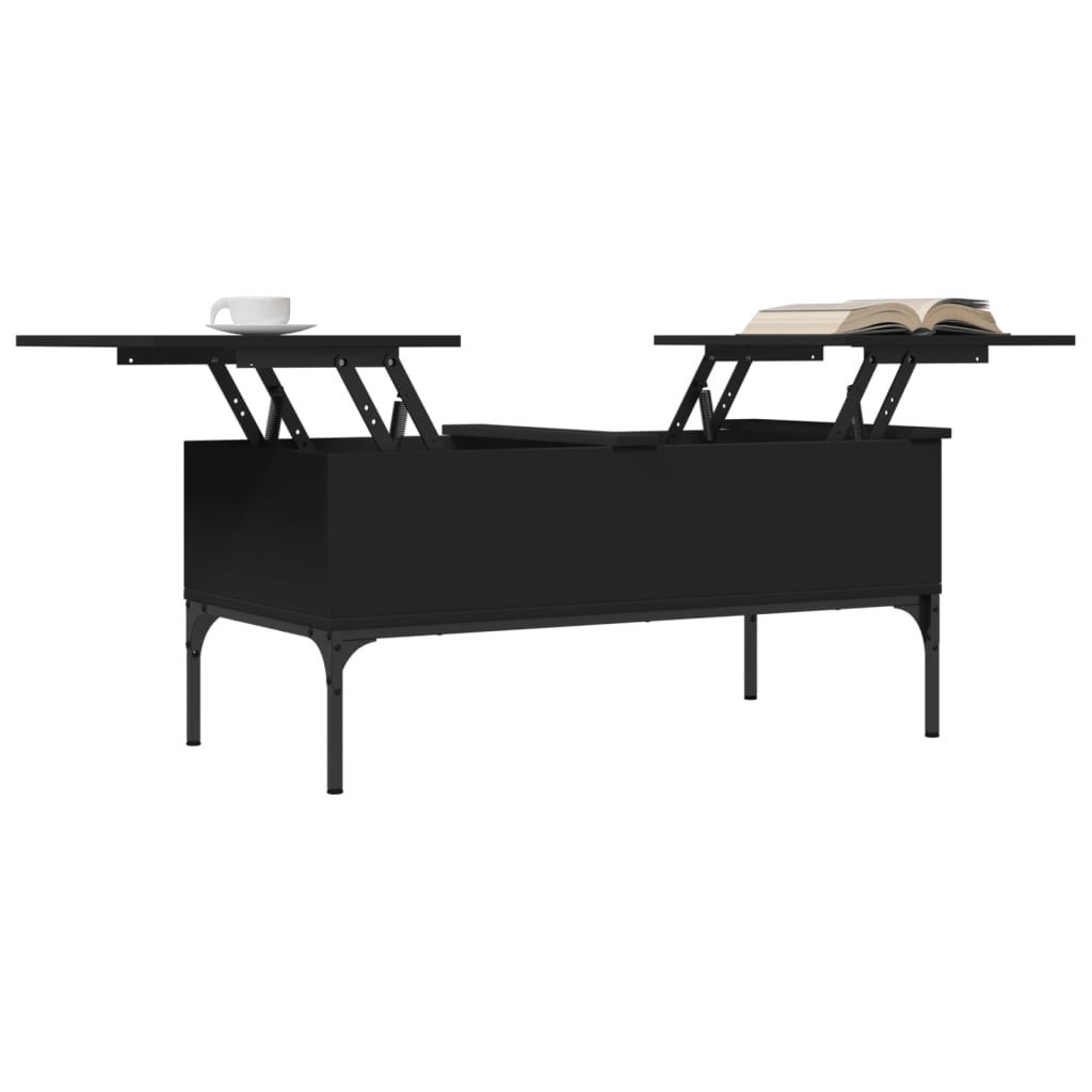 Coffee Table Black 100x50x45 cm Wood Material and Metal