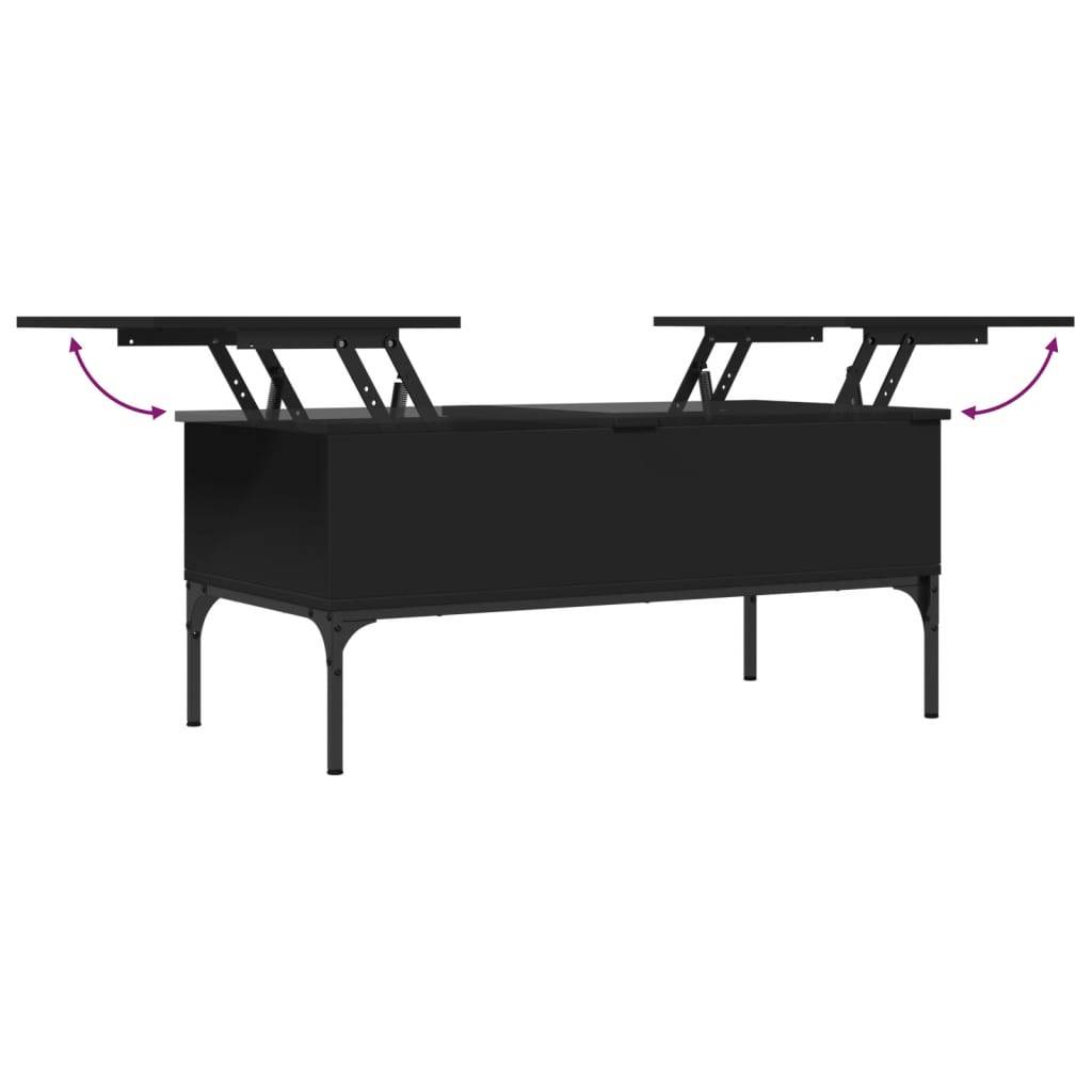 Coffee Table Black 100x50x45 cm Wood Material and Metal
