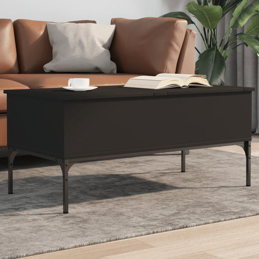 Coffee Table Black 100x50x45 cm Wood Material and Metal