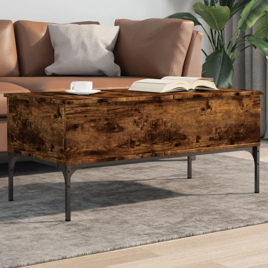 Coffee table smoked oak 100x50x45 cm wood material and metal
