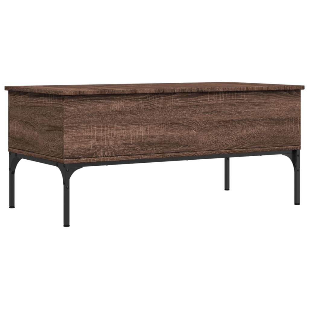 Table basse aspect chêne marron 100x50x45 cm matière bois métal