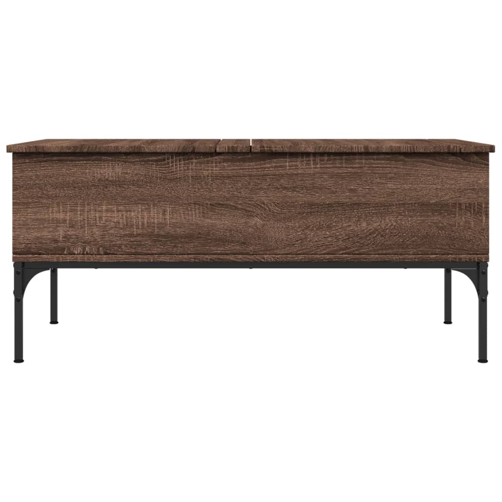 Table basse aspect chêne marron 100x50x45 cm matière bois métal