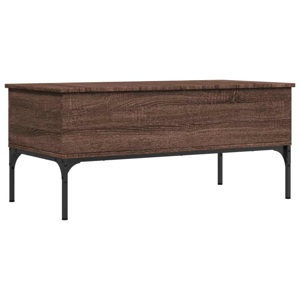 Table basse aspect chêne marron 100x50x45 cm matière bois métal