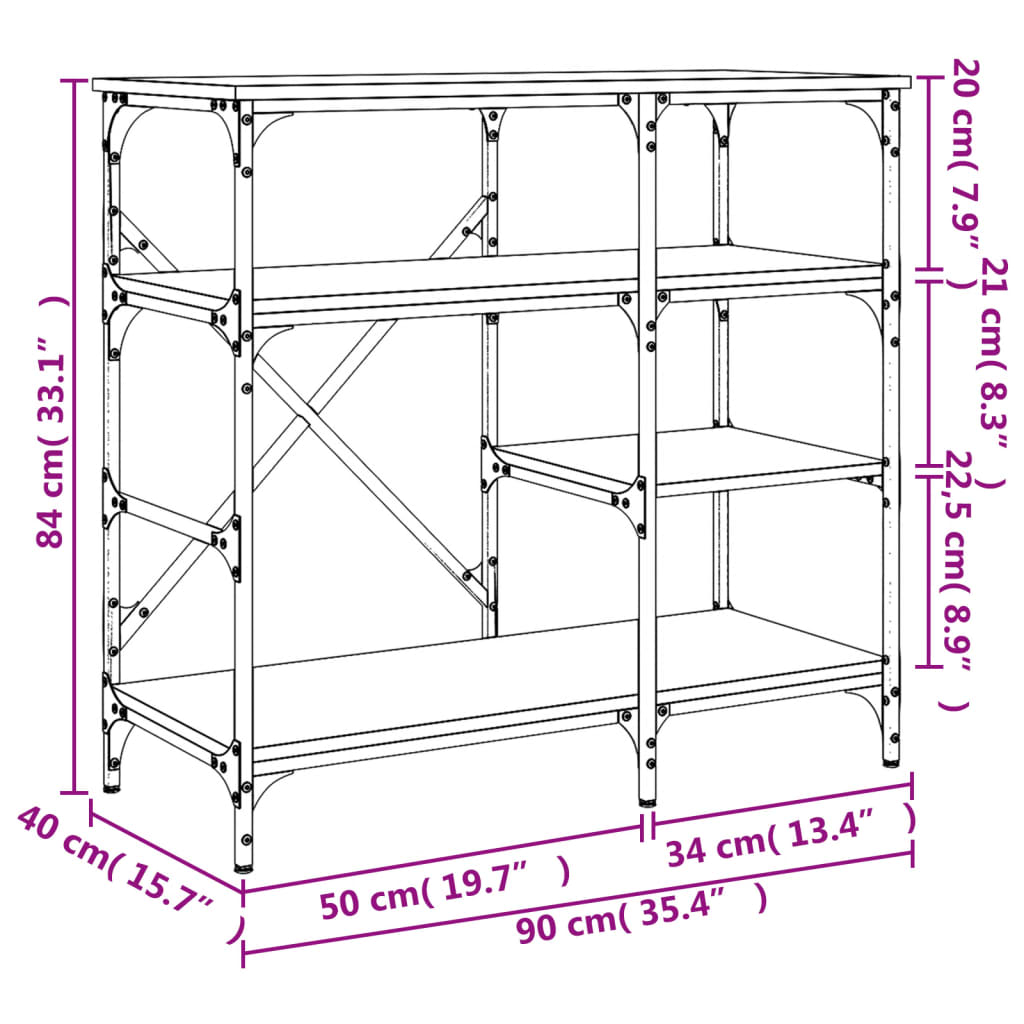 Bäckerregal Schwarz 90x40x84 cm Holzwerkstoff und Metall