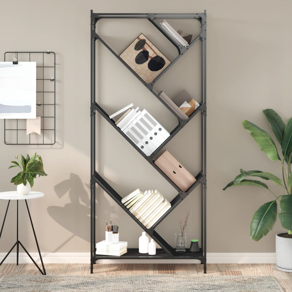Bookshelf Black 79x30x180 cm Wood Material and Metal