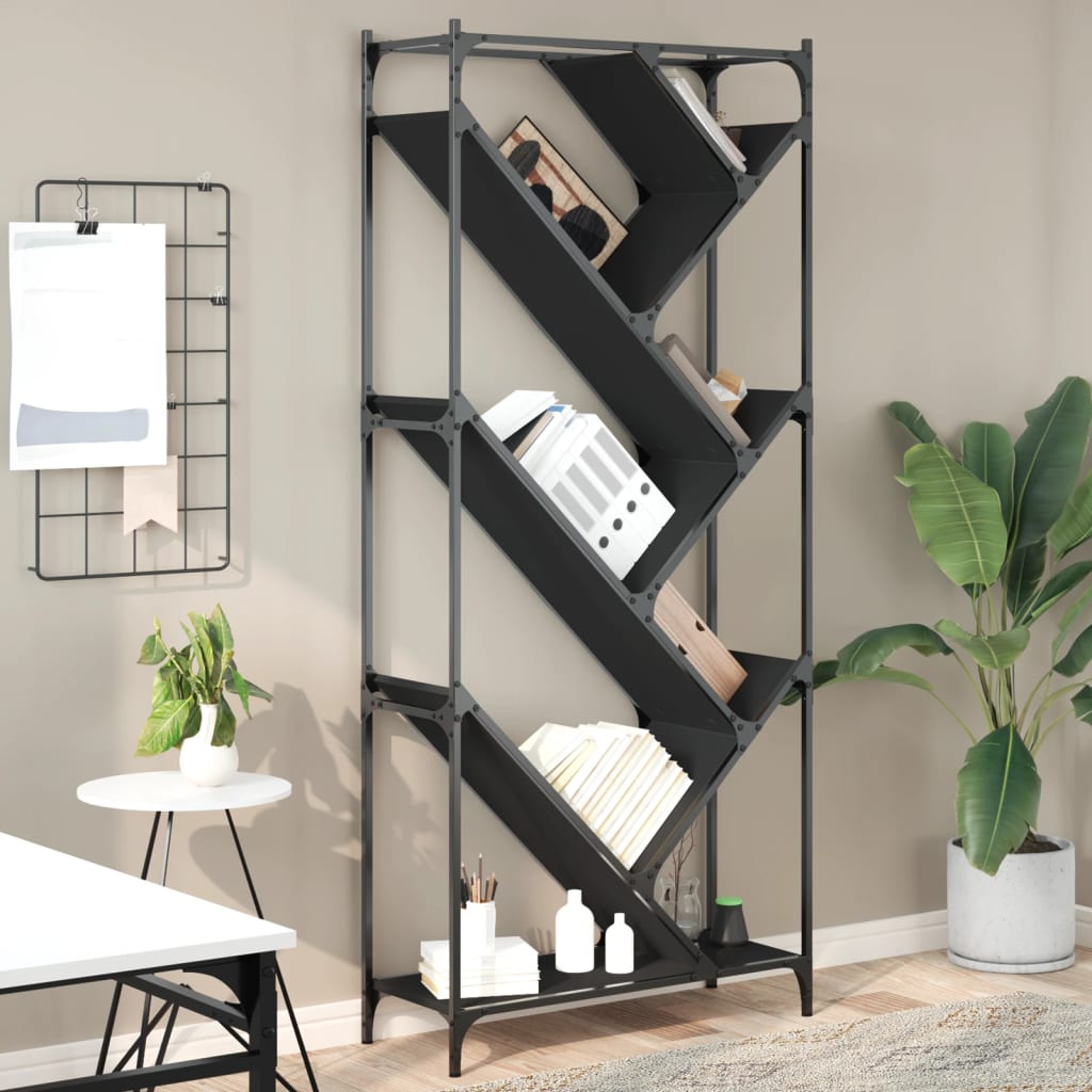 Bookshelf Black 79x30x180 cm Wood Material and Metal