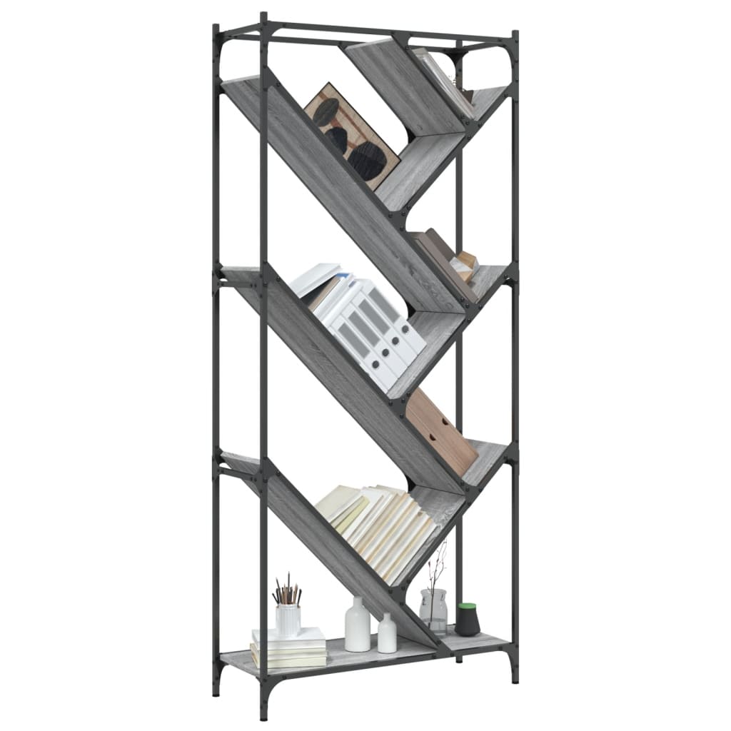 Bookcase Grey Sonoma 79x30x180 cm Wood and Metal