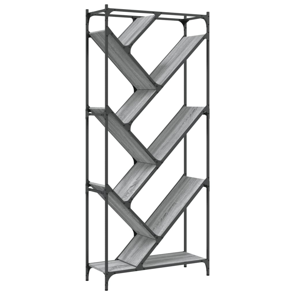 Bookcase Grey Sonoma 79x30x180 cm Wood and Metal