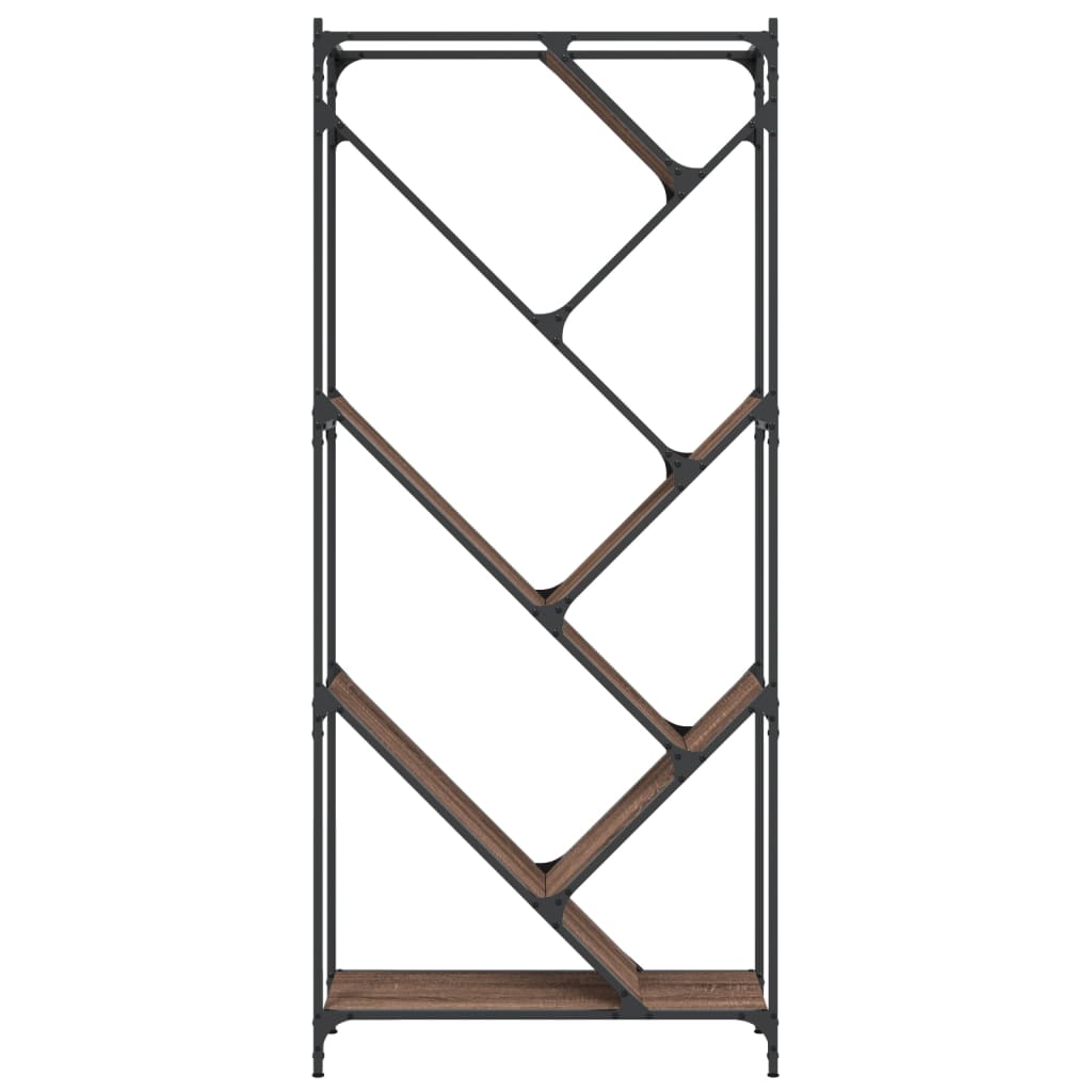 Bookshelf Brown Oak Look 79x30x180cm Wood Material Metal