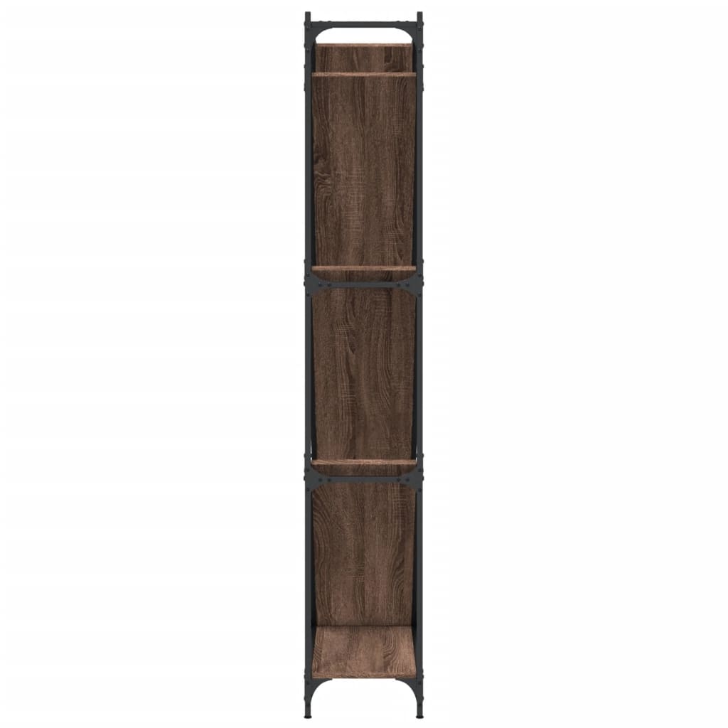 Bookshelf Brown Oak Look 79x30x180cm Wood Material Metal