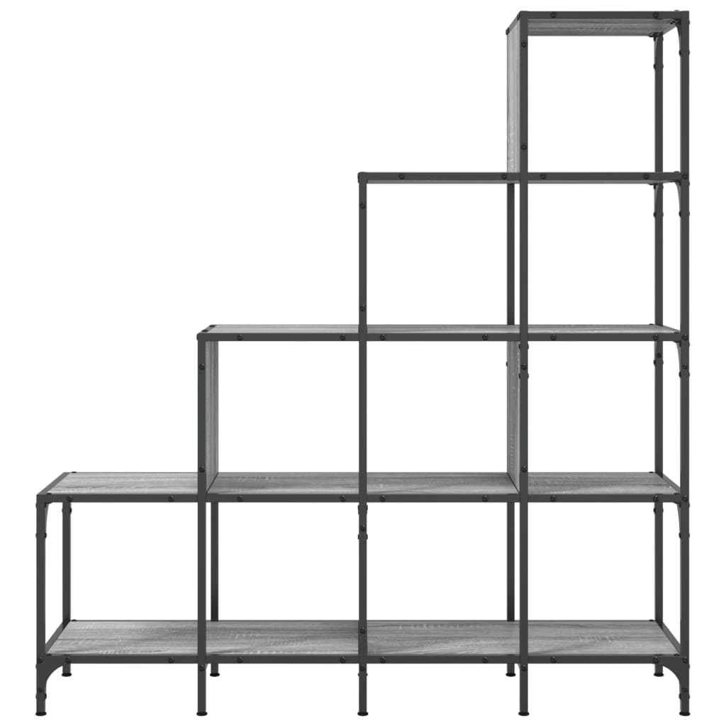 Bookcase Grey Sonoma 122x30x132 cm Wood Material and Metal