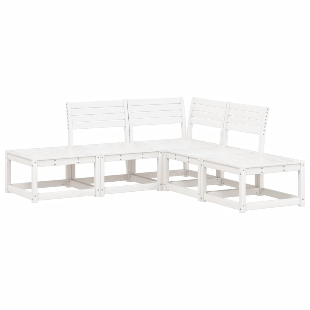 5-piece garden sofa set white solid pine