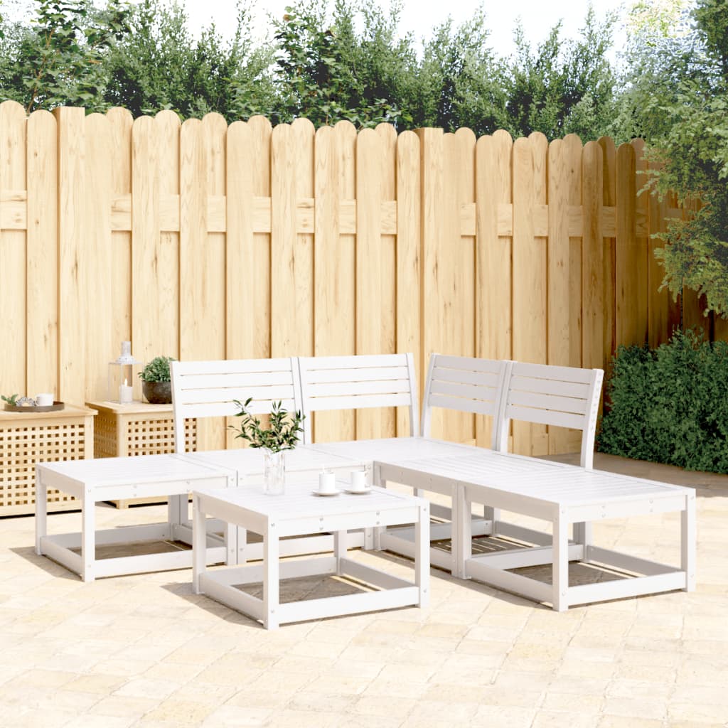 5-piece garden sofa set white solid pine