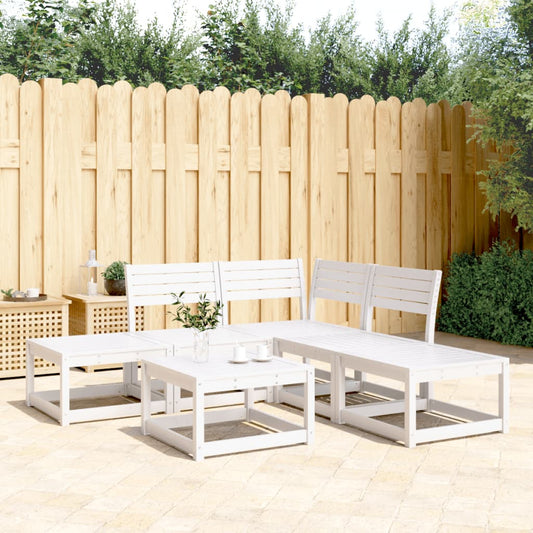 5-piece garden sofa set white solid pine