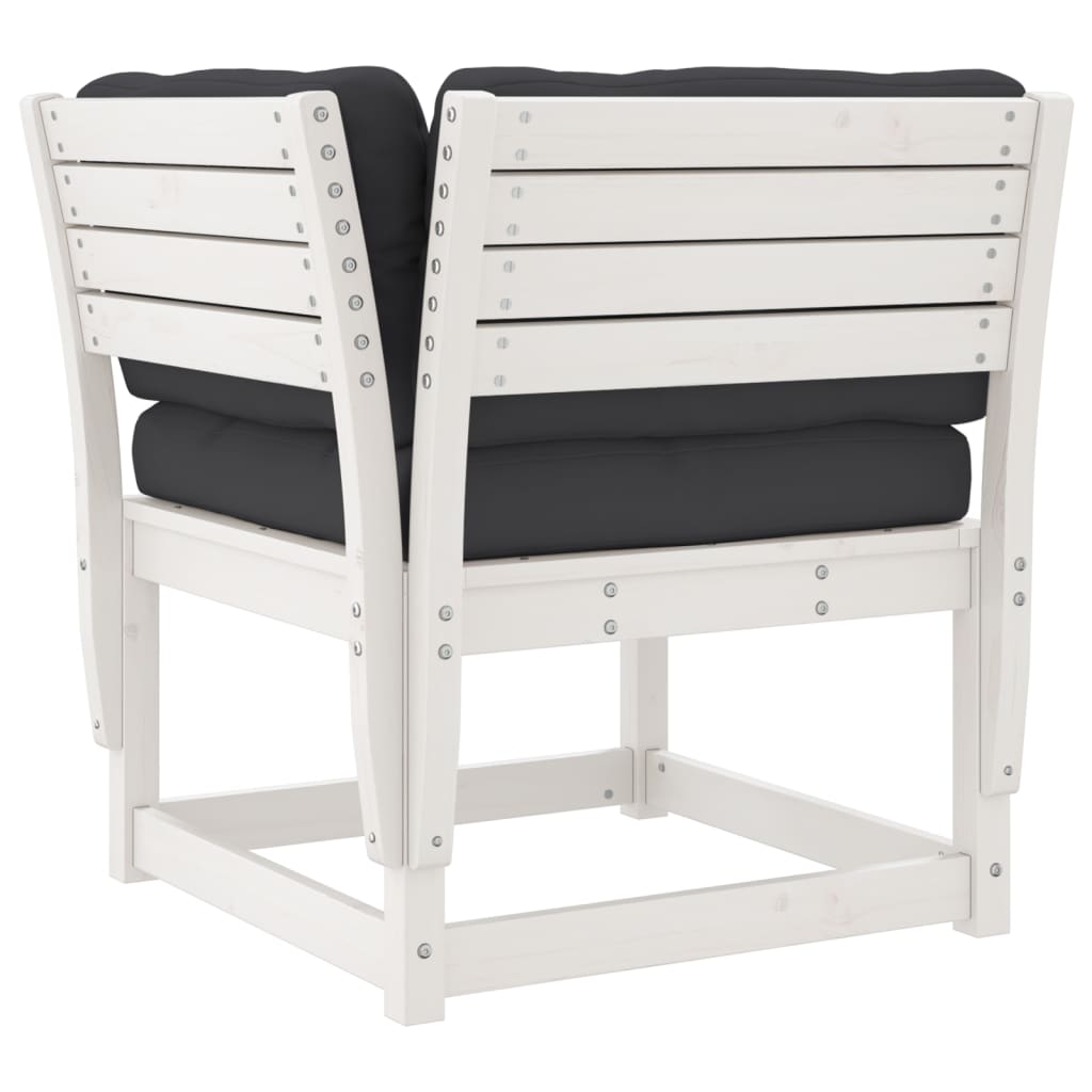 5-piece garden sofa set with cushions, white, solid pine