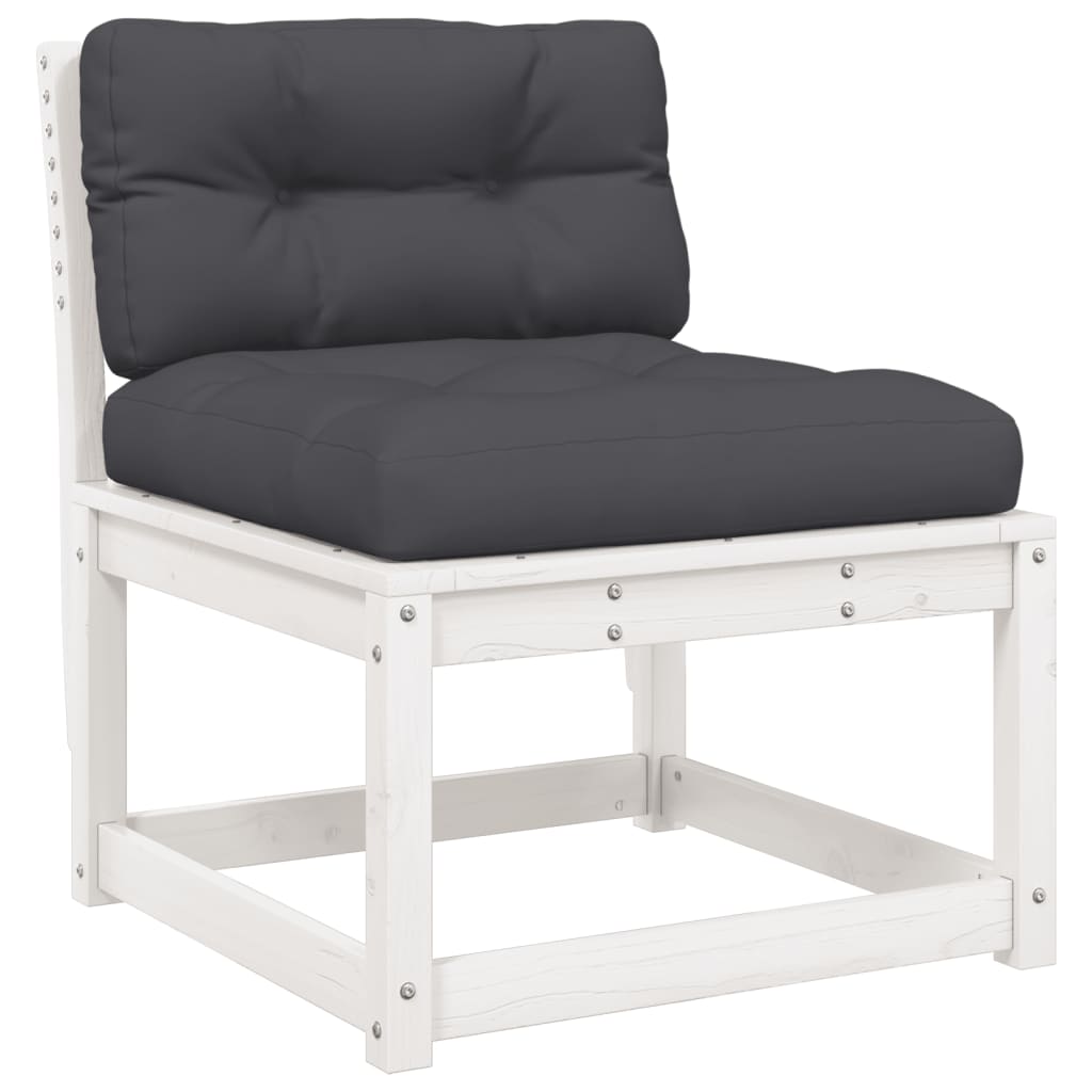 5-piece garden sofa set with cushions, white, solid pine
