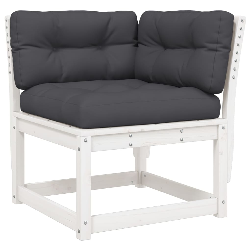 5-piece garden sofa set with cushions, white, solid pine