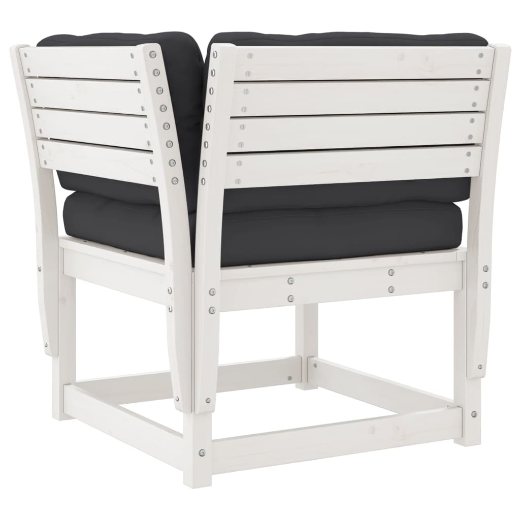 5-piece garden sofa set with cushions, white, solid pine