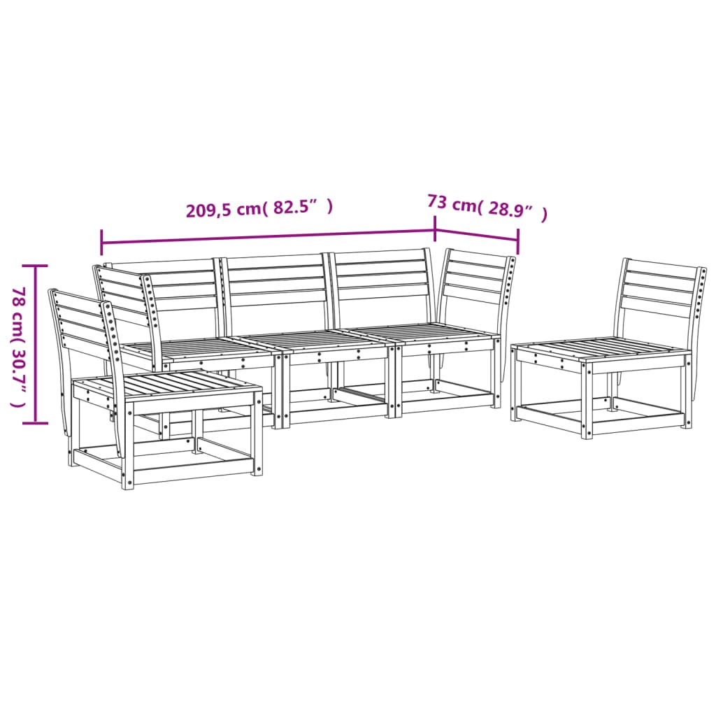 5-piece garden sofa set white solid pine
