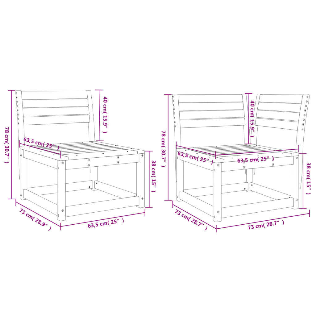 5-piece garden sofa set white solid pine