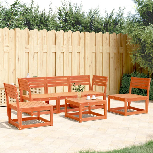 5-piece garden sofa set, wax brown, solid pine wood