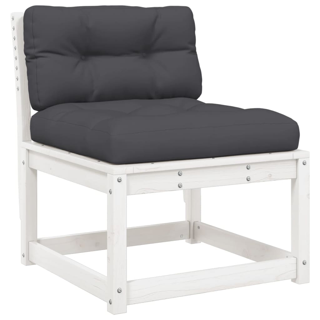 5-piece garden sofa set with cushions, white, solid pine